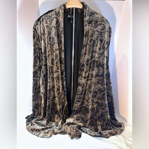 Maggie Barnes Women's Plus Sz 4X Black Gold Glitter Velvet Swing Jacket/ Kimono